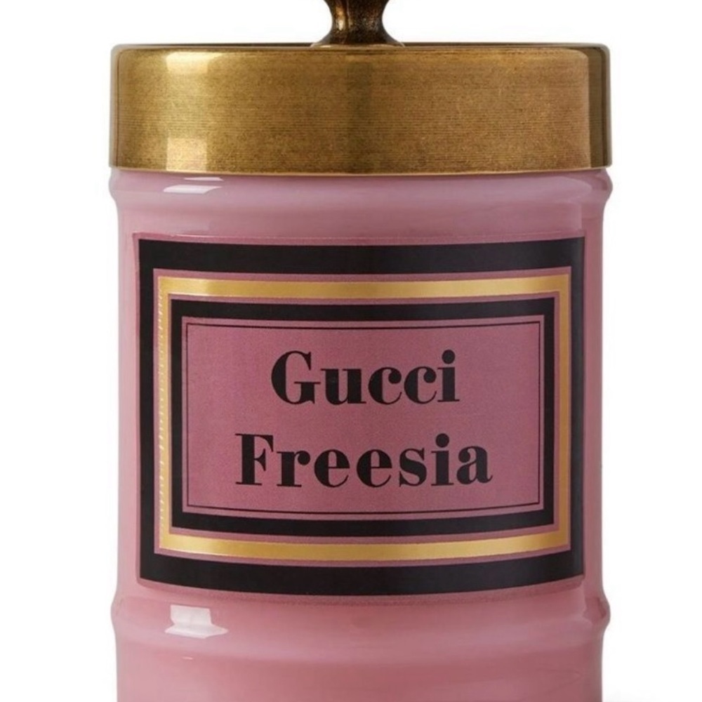 Gucci Pink Freesia Scented Candle with Black & Gold Trim